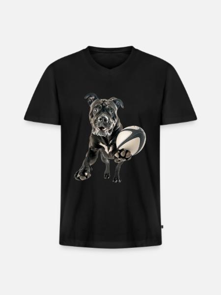 Cane Corso - Männer Premium Bio T-Shirt mit V-Ausschnitt - Schwarz