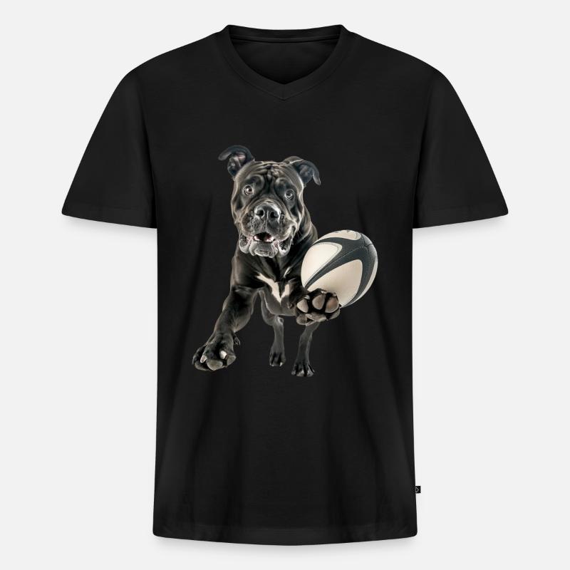 Cane Corso - Männer Premium Bio T-Shirt mit V-Ausschnitt - Schwarz