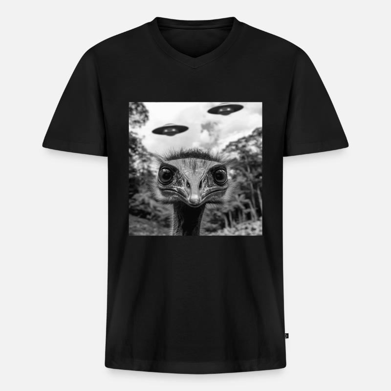 Kasuar - Männer Premium Bio T-Shirt mit V-Ausschnitt - Schwarz