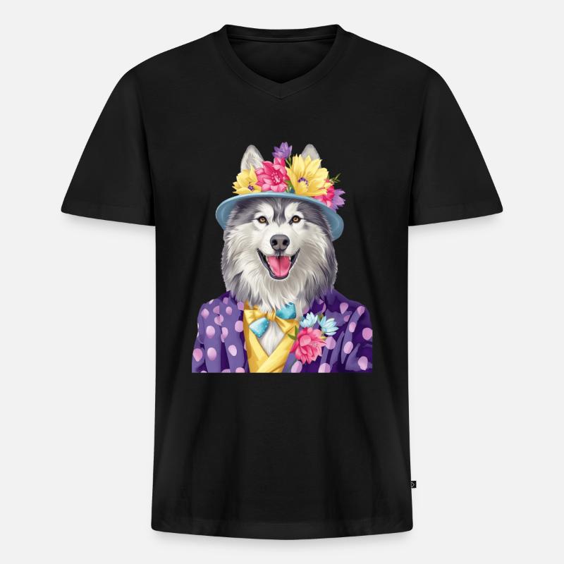 Alaskan Malamute - Männer Premium Bio T-Shirt mit V-Ausschnitt - Schwarz
