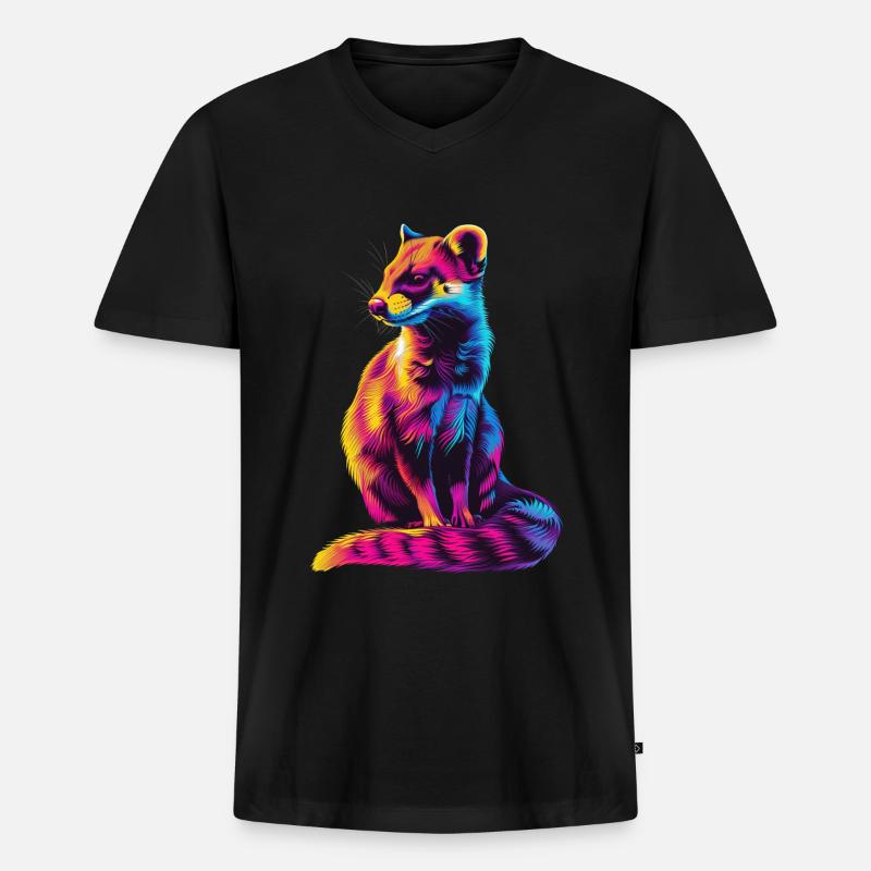 Hermelin - Männer Premium Bio T-Shirt mit V-Ausschnitt - Schwarz