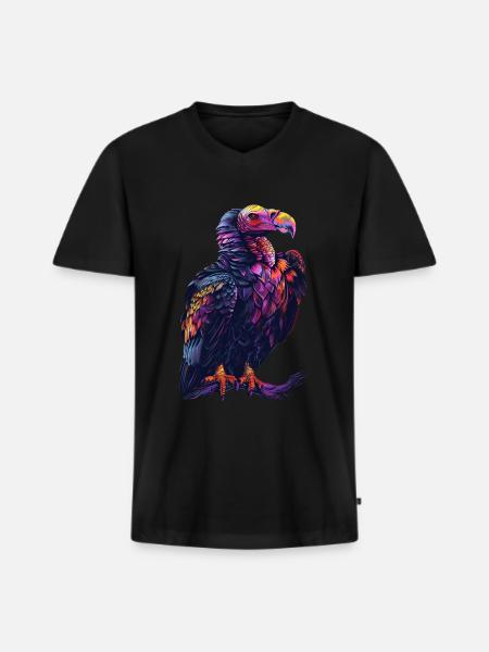 Geier - Männer Premium Bio T-Shirt mit V-Ausschnitt - Schwarz