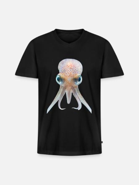 Tintenfisch - Männer Premium Bio T-Shirt mit V-Ausschnitt - Schwarz