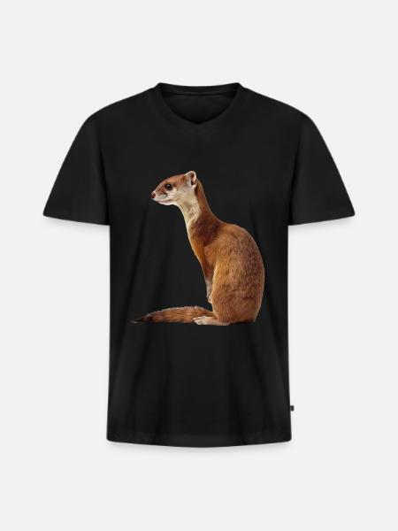 Hermelin - Männer Premium Bio T-Shirt mit V-Ausschnitt - Schwarz