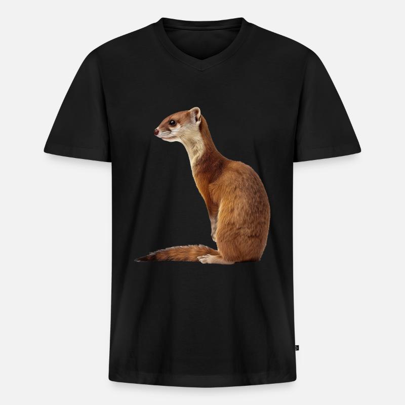 Hermelin - Männer Premium Bio T-Shirt mit V-Ausschnitt - Schwarz