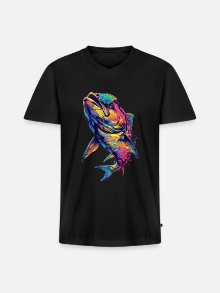 Tarpon - Männer Premium Bio T-Shirt mit V-Ausschnitt - Schwarz