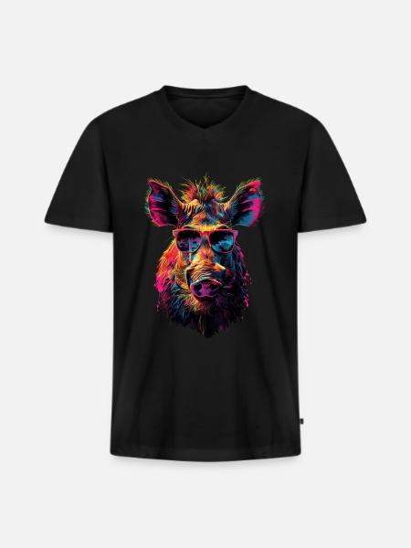 Warzenschwein - Männer Premium Bio T-Shirt mit V-Ausschnitt - Schwarz
