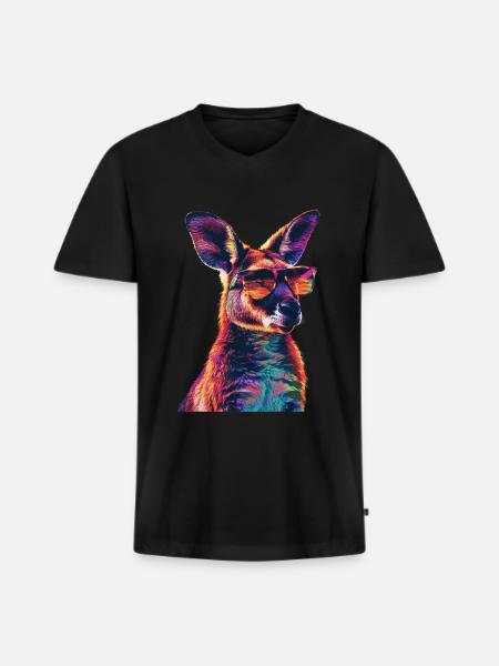 Wallaby - Männer Premium Bio T-Shirt mit V-Ausschnitt - Schwarz