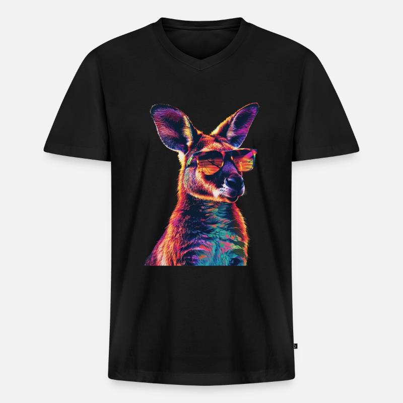 Wallaby - Männer Premium Bio T-Shirt mit V-Ausschnitt - Schwarz