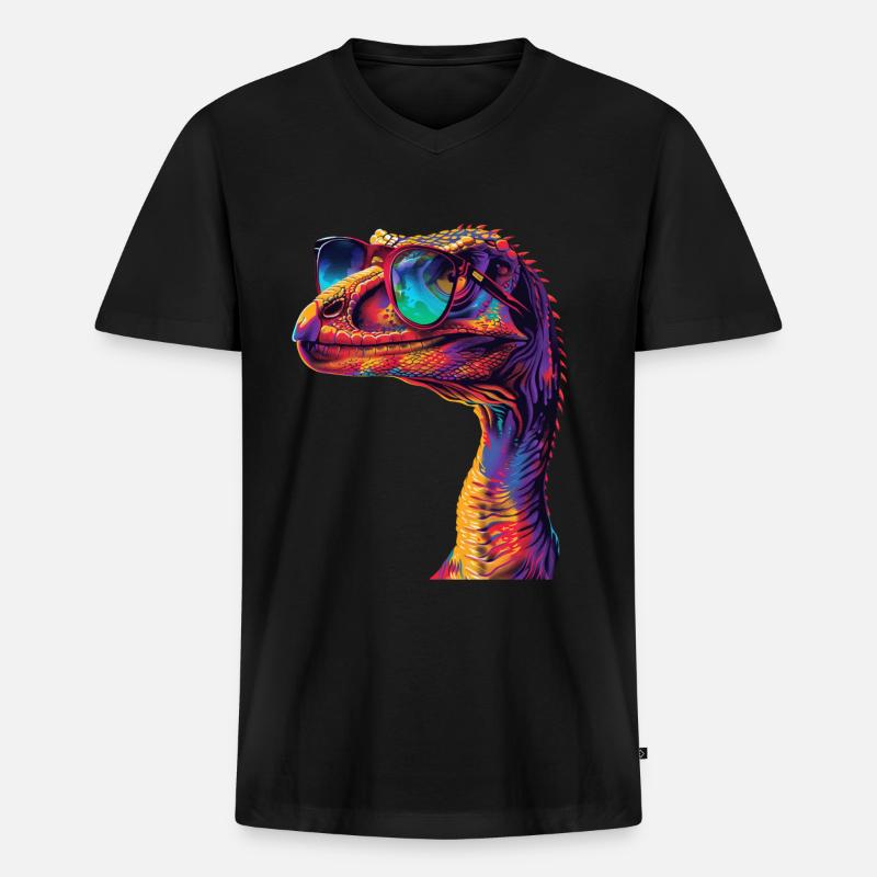 Utahraptor - Männer Premium Bio T-Shirt mit V-Ausschnitt - Schwarz