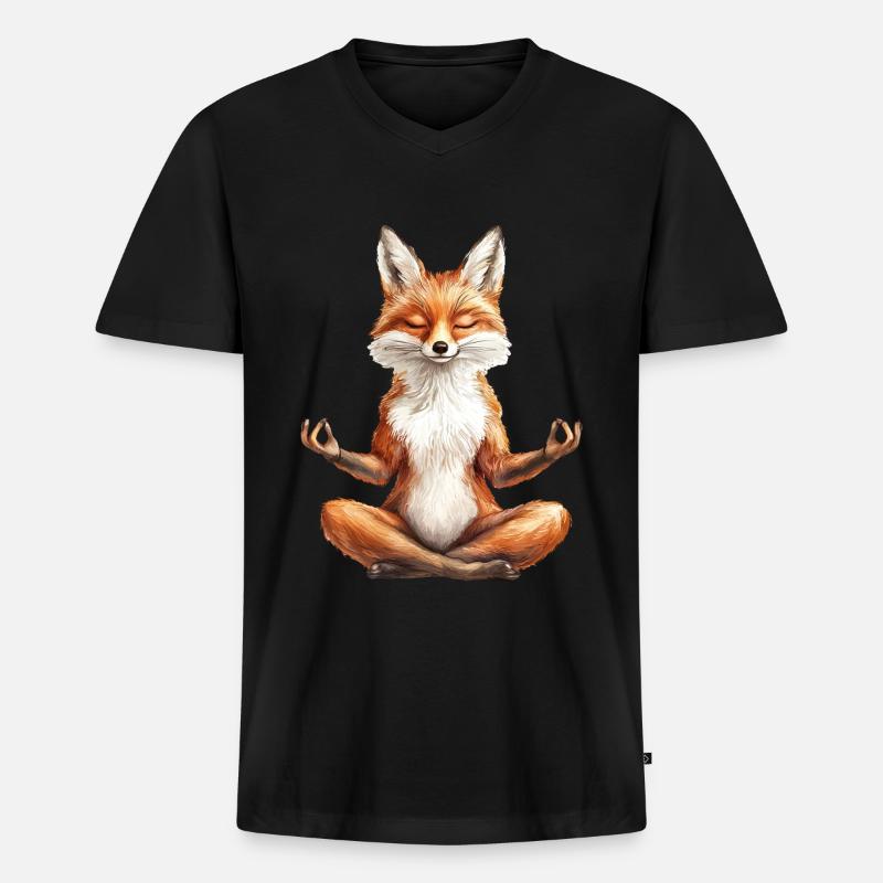 Fuchs - Männer Premium Bio T-Shirt mit V-Ausschnitt - Schwarz