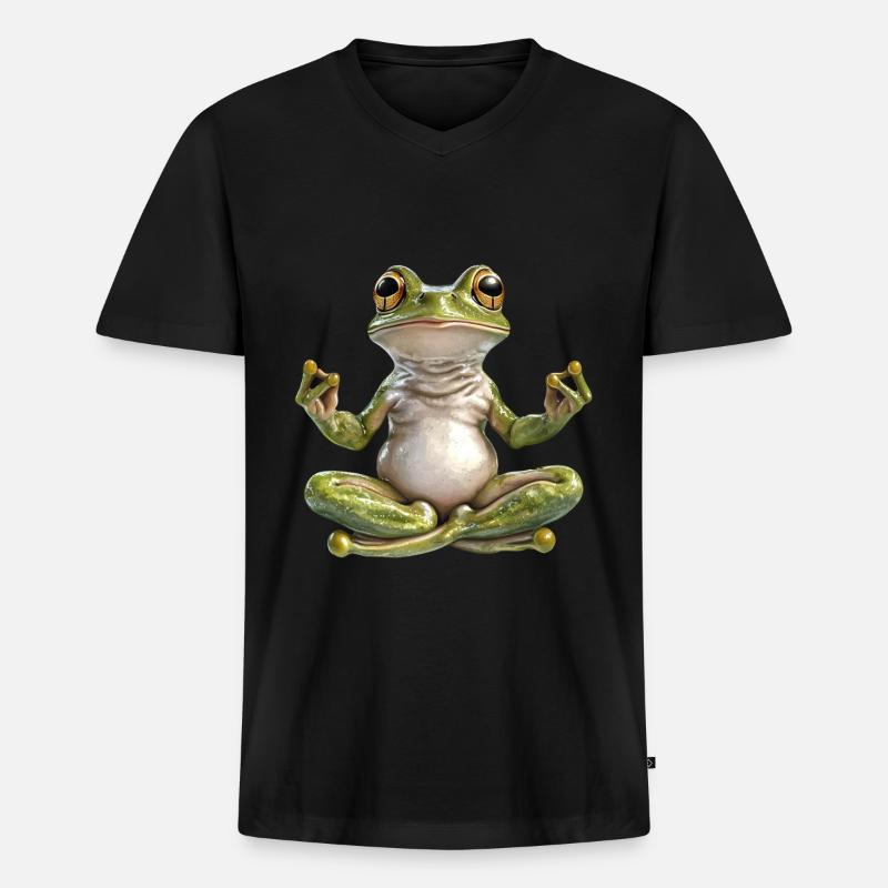Frosch - Männer Premium Bio T-Shirt mit V-Ausschnitt - Schwarz