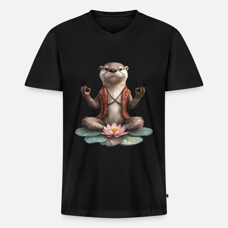 Otter - Männer Premium Bio T-Shirt mit V-Ausschnitt - Schwarz