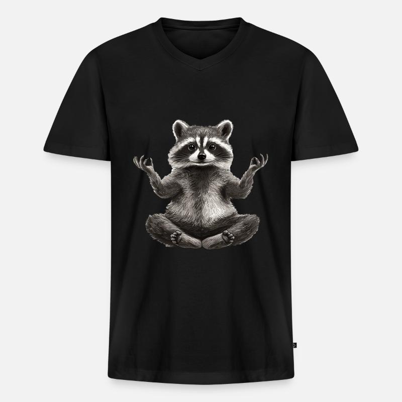 Waschbär - Männer Premium Bio T-Shirt mit V-Ausschnitt - Schwarz