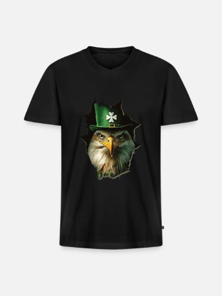 St. Patrick Adler - Männer Premium Bio T-Shirt mit V-Ausschnitt - Schwarz