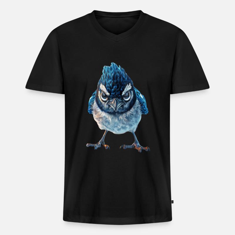 Blauhäher - Männer Premium Bio T-Shirt mit V-Ausschnitt - Schwarz