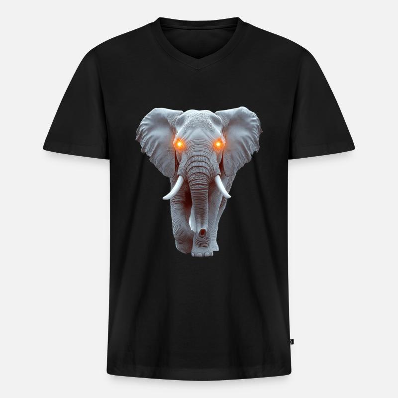 Elefant - Männer Premium Bio T-Shirt mit V-Ausschnitt - Schwarz