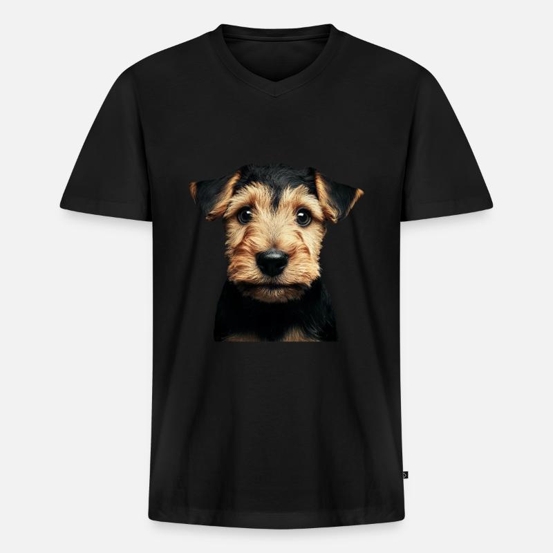 Airedale Terrier - Männer Premium Bio T-Shirt mit V-Ausschnitt - Schwarz
