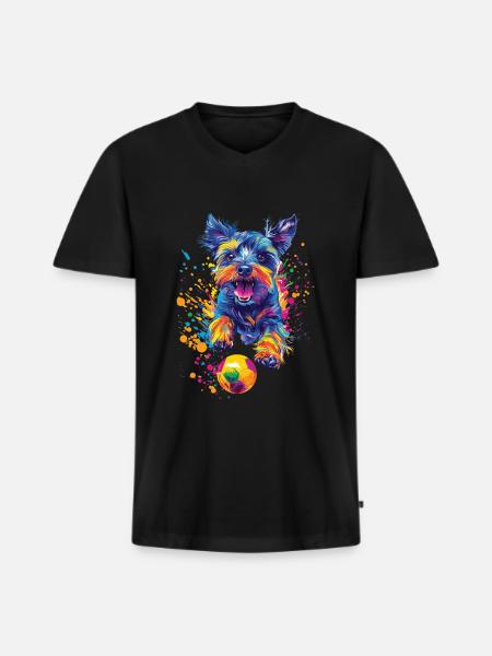Zwergschnauzer - Männer Premium Bio T-Shirt mit V-Ausschnitt - Schwarz