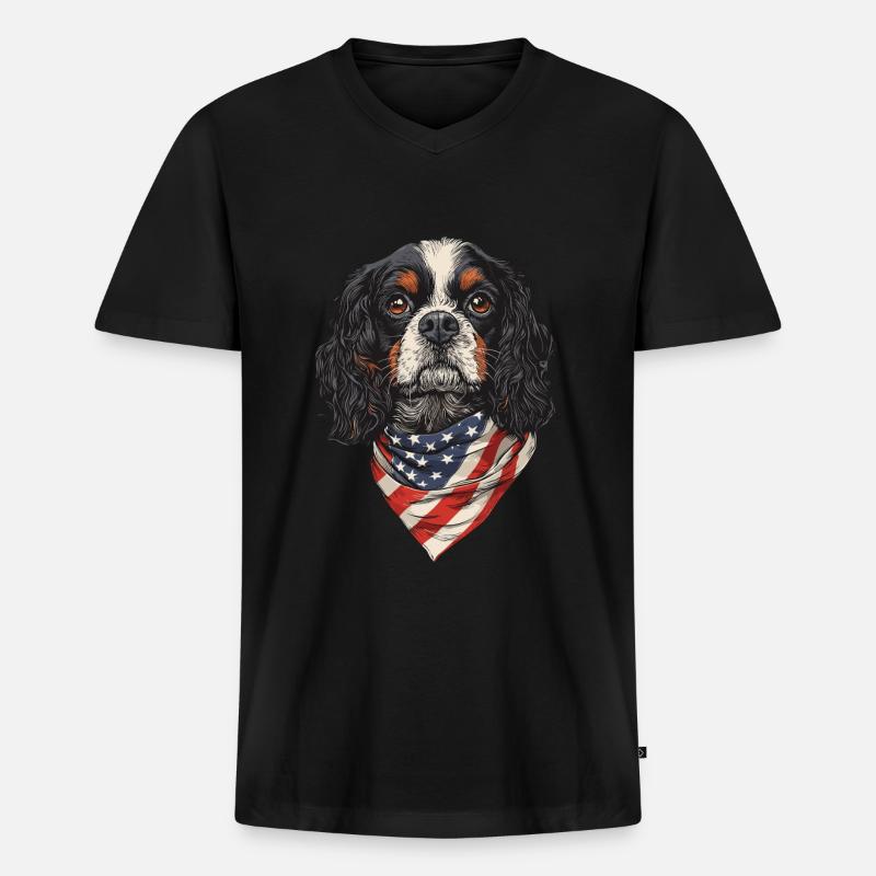 Cavalier King Charles - Männer Premium Bio T-Shirt mit V-Ausschnitt - Schwarz