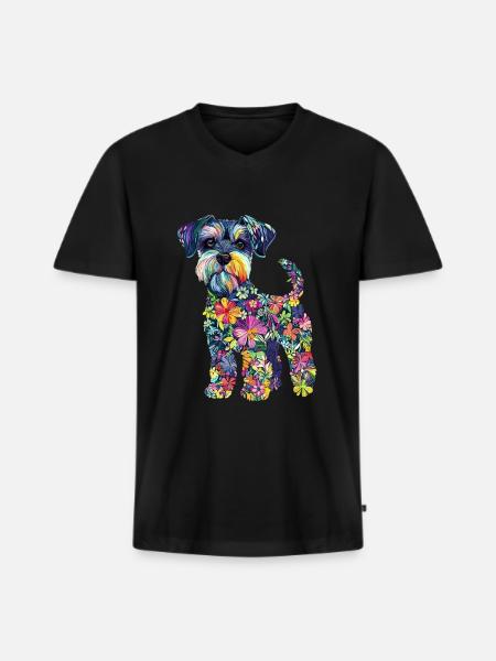 Zwergschnauzer - Männer Premium Bio T-Shirt mit V-Ausschnitt - Schwarz