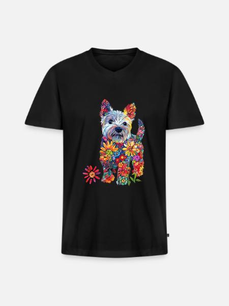 West Highland White - Männer Premium Bio T-Shirt mit V-Ausschnitt - Schwarz