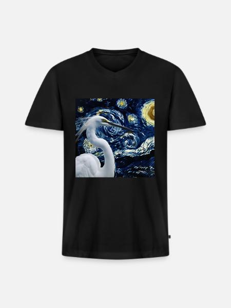 Reiher Vogel - Männer Premium Bio T-Shirt mit V-Ausschnitt - Schwarz