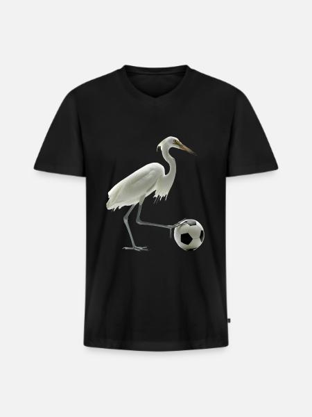 Reiher Vogel - Männer Premium Bio T-Shirt mit V-Ausschnitt - Schwarz