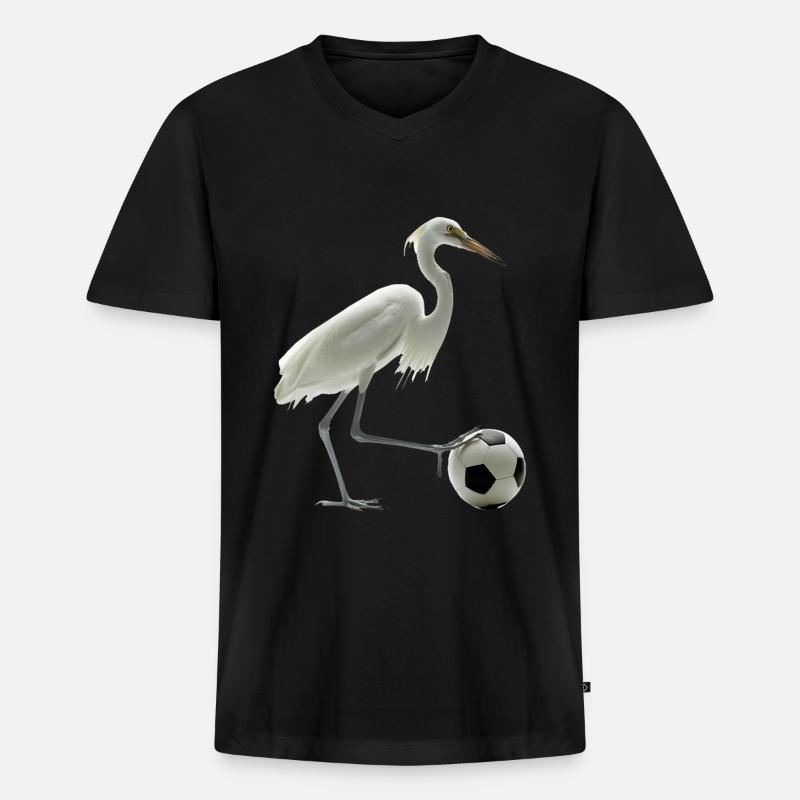 Reiher Vogel - Männer Premium Bio T-Shirt mit V-Ausschnitt - Schwarz