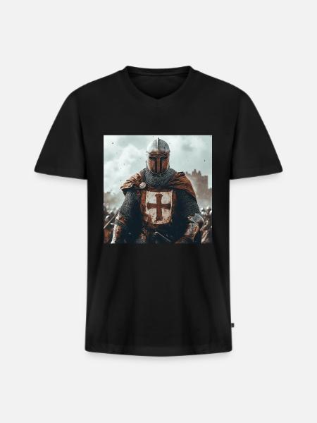 Soldat Krieger - Männer Premium Bio T-Shirt mit V-Ausschnitt - Schwarz