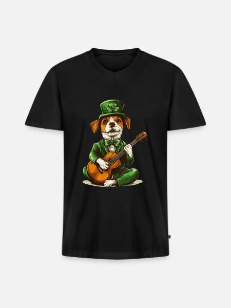 Hund - Männer Premium Bio T-Shirt mit V-Ausschnitt - Schwarz
