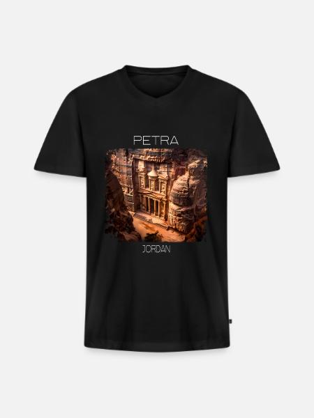 Petra - Männer Premium Bio T-Shirt mit V-Ausschnitt - Schwarz
