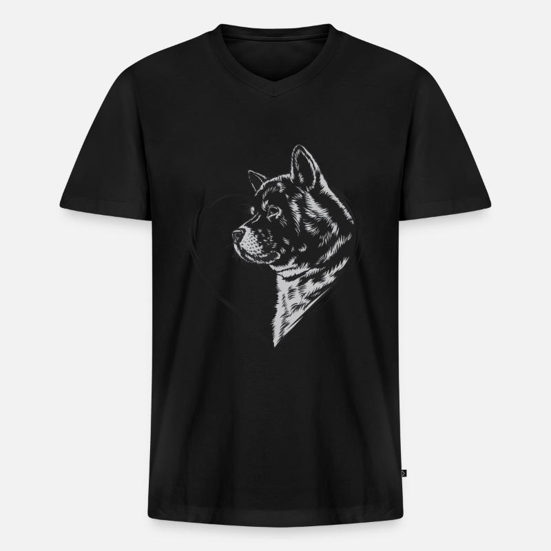 Akita - Männer Premium Bio T-Shirt mit V-Ausschnitt - Schwarz