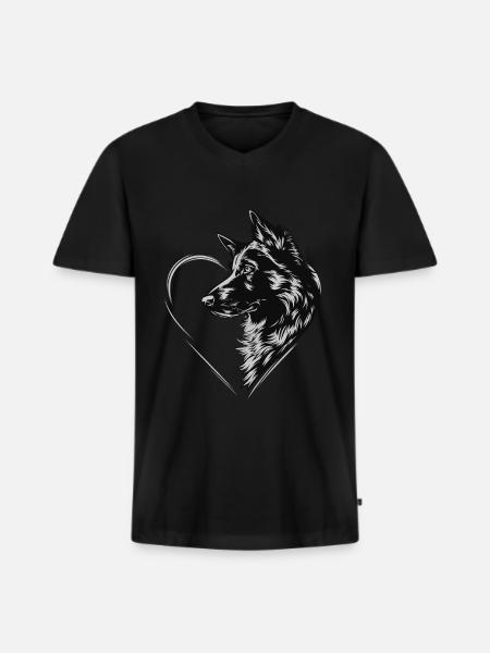 Deutscher Schäferhund - Männer Premium Bio T-Shirt mit V-Ausschnitt - Schwarz