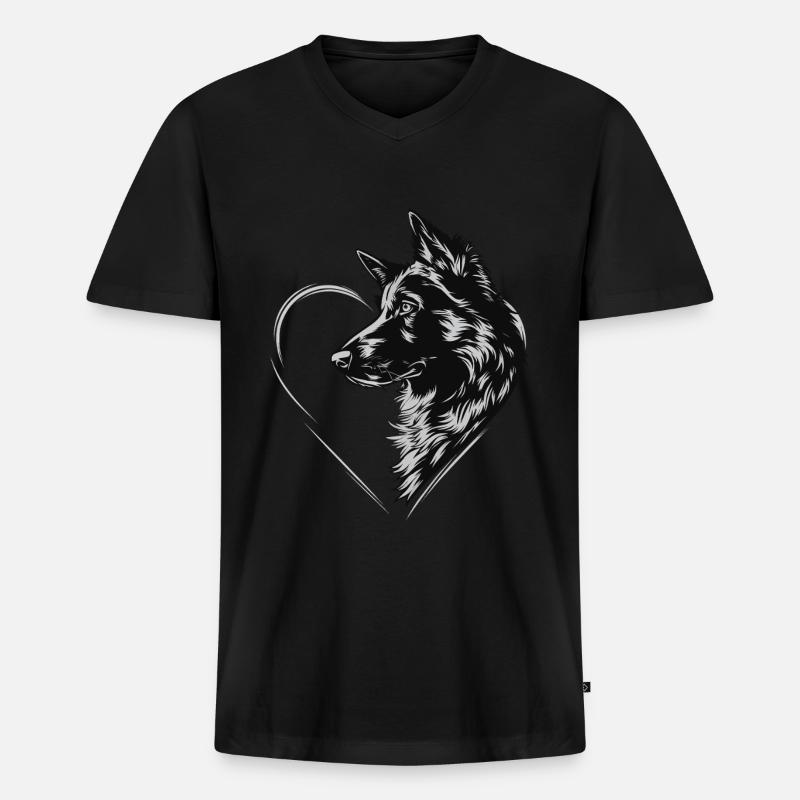 Deutscher Schäferhund - Männer Premium Bio T-Shirt mit V-Ausschnitt - Schwarz