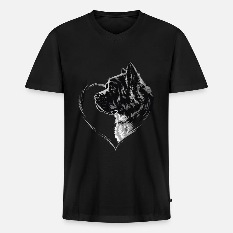 Bernhardiner - Männer Premium Bio T-Shirt mit V-Ausschnitt - Schwarz