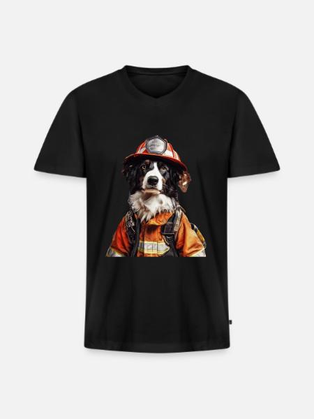 Hund - Männer Premium Bio T-Shirt mit V-Ausschnitt - Schwarz