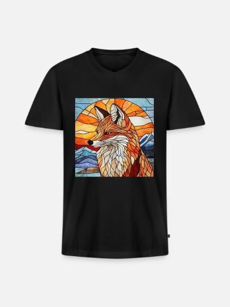 Fuchs - Männer Premium Bio T-Shirt mit V-Ausschnitt - Schwarz