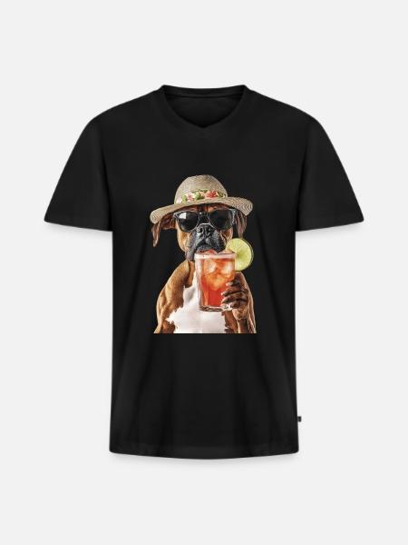 Boxer - Männer Premium Bio T-Shirt mit V-Ausschnitt - Schwarz