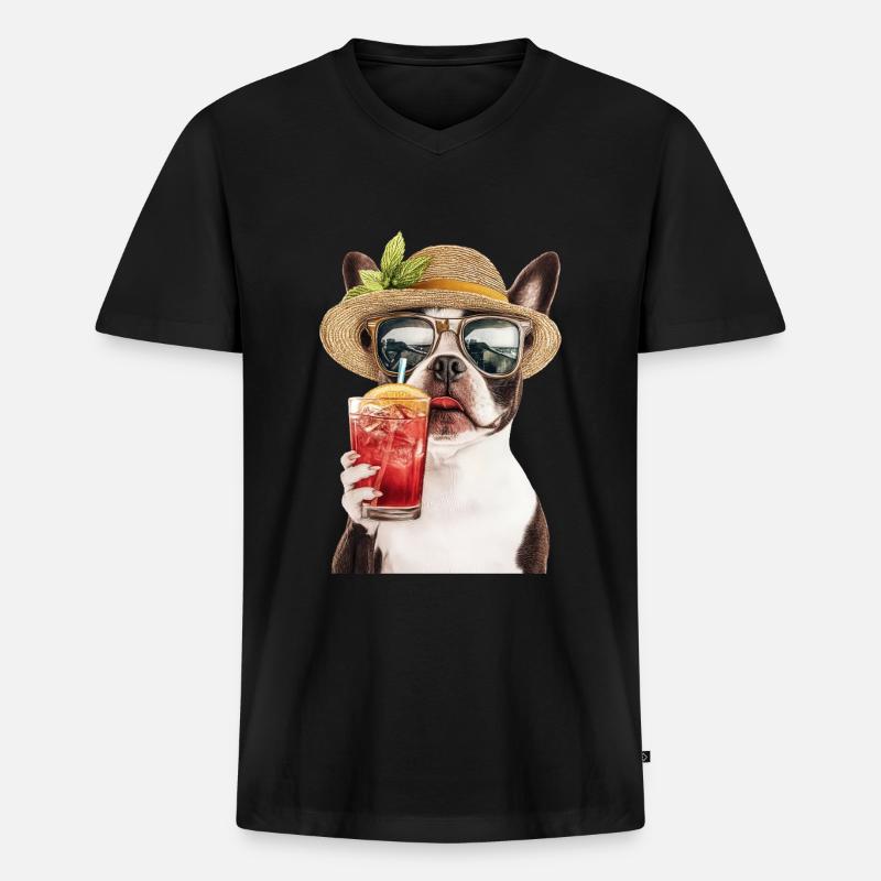 Boston Pitbull Terrier - Männer Premium Bio T-Shirt mit V-Ausschnitt - Schwarz