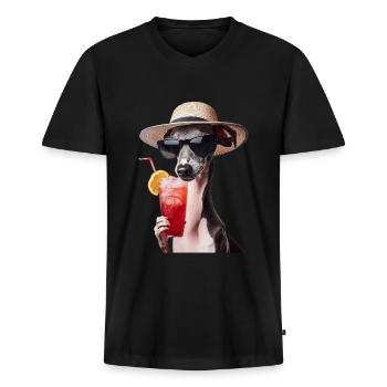 Windhund - Männer Premium Bio T-Shirt mit V-Ausschnitt - Schwarz - Vorne - Nico (187cm)