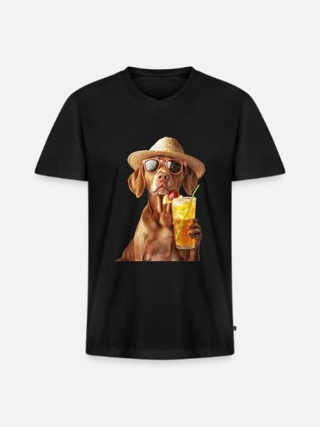 Vizsla - Männer Premium Bio T-Shirt mit V-Ausschnitt - Schwarz