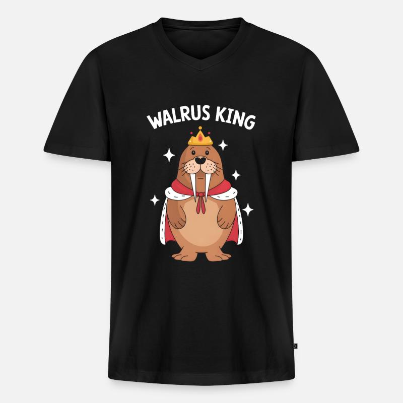 Walross - Männer Premium Bio T-Shirt mit V-Ausschnitt - Schwarz