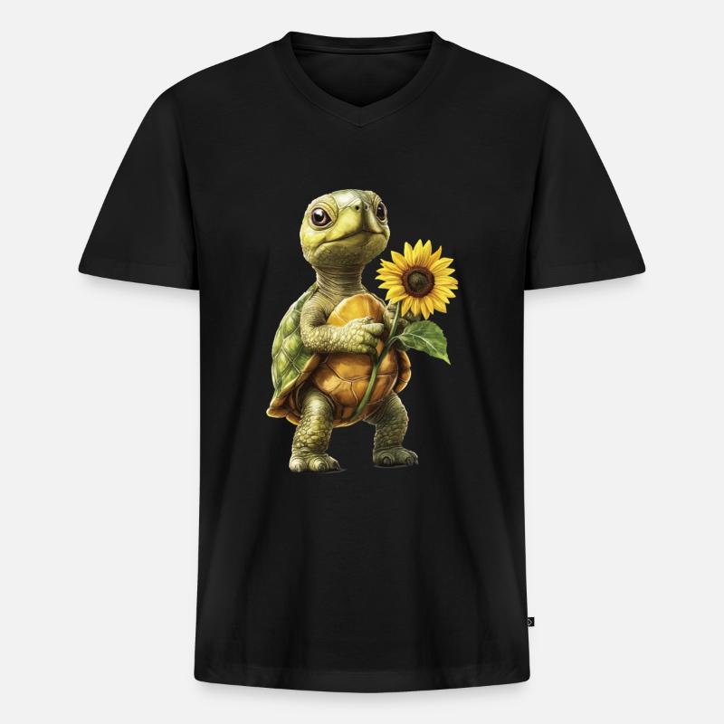 Huhn - Männer Premium Bio T-Shirt mit V-Ausschnitt - Schwarz