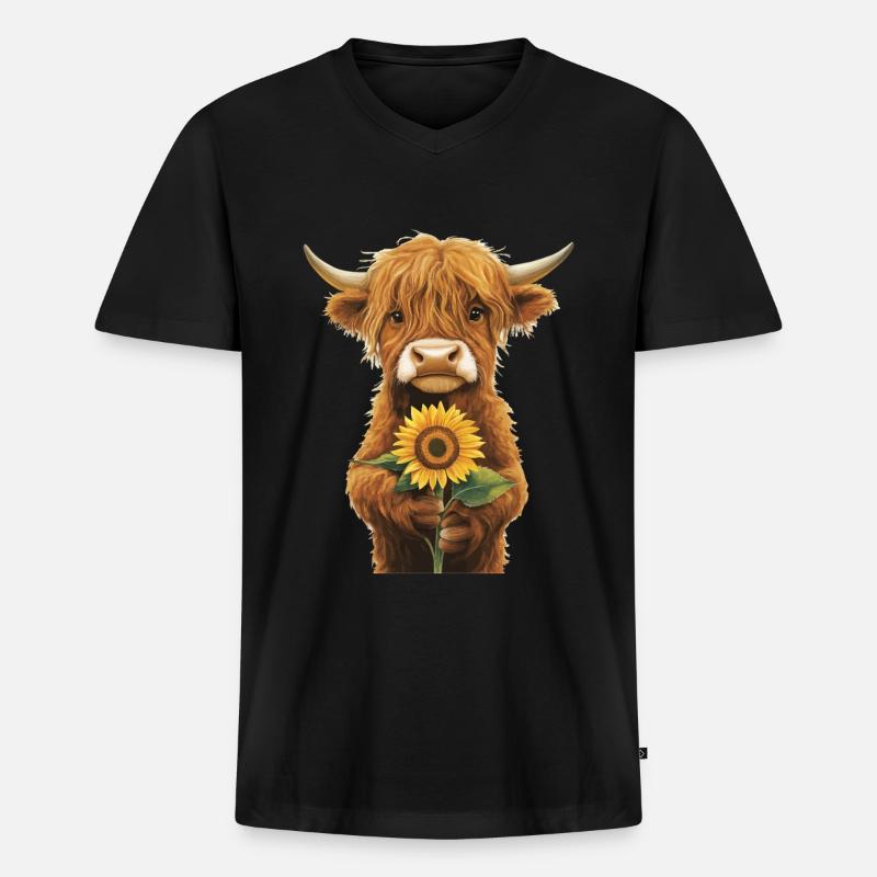 Eule - Männer Premium Bio T-Shirt mit V-Ausschnitt - Schwarz