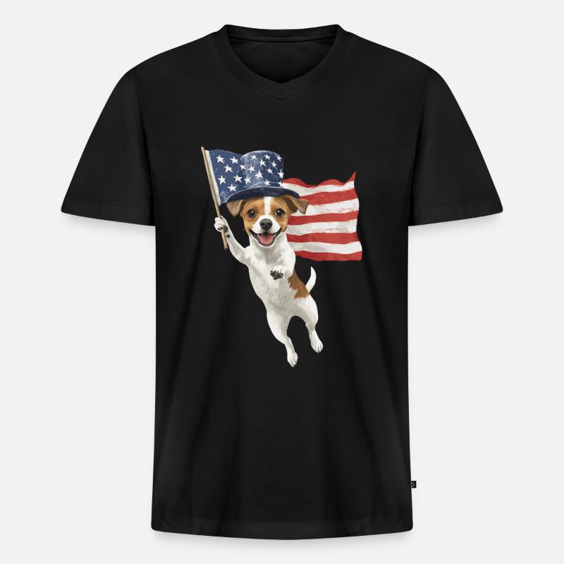 Jack Russell Terrier - Männer Premium Bio T-Shirt mit V-Ausschnitt - Schwarz