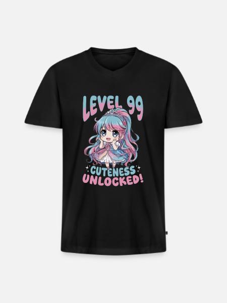 Anime Chibi Kawaii - T-shirt encolure en V Premium bio Homme - noir