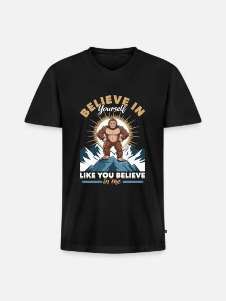 Bigfoot Sasquatch - Männer Premium Bio T-Shirt mit V-Ausschnitt - Schwarz