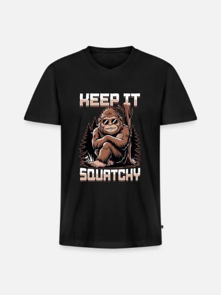 Bigfoot Sasquatch - Männer Premium Bio T-Shirt mit V-Ausschnitt - Schwarz