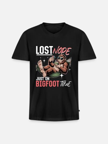 Bigfoot Sasquatch - Männer Premium Bio T-Shirt mit V-Ausschnitt - Schwarz